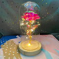 Rosa Eterna Luminária com Flor Folhada a Ouro 24K ✨