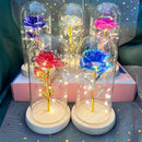 Rosa Eterna Luminária com Flor Folhada a Ouro 24K ✨